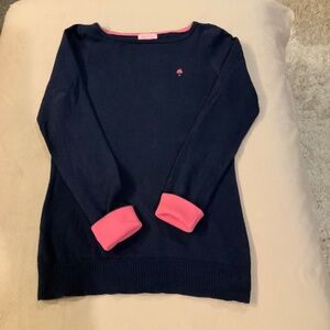 Lilly Pulitzer Blue M Sweater w/ pink accents Preppy Coastal Cottagecore